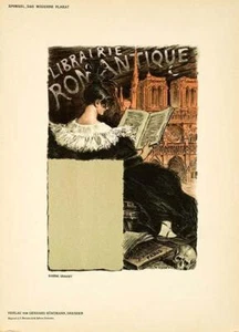 LIBRAIRIE ROMANTIQUE BY GRASSE DAS MODERNE PLAKAT 1897 ORIGINAL STONE LITHOGRAPH - Picture 1 of 1
