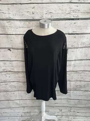 New Simonton Says Womens Black Long Sleeve Top With Lace Detail Size 3X - Изображение 1 из 4