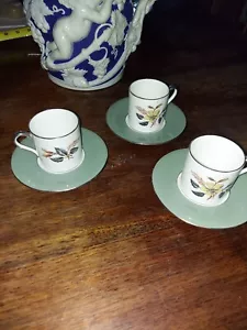 Wedgwood greenwood demitasse cups saucer set 3 - Picture 1 of 5
