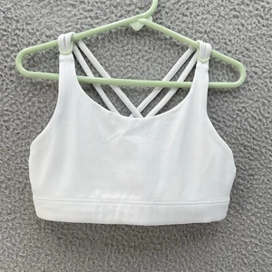 Athleta Girl Upbeat Bra 2.0 Kids Small 7 White Buttery Soft Cross Back Comfort - Picture 1 of 8