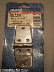 Attwood Stamped Stainless Steel Door Hinge / Pair / New / 4" x 1 1/2" - Picture 1 of 3