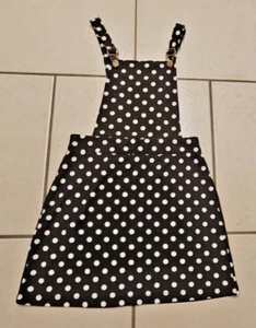 Shein Girls Teen Black & White Polka Dot Bib Overall Dress Size 6 - Picture 1 of 8