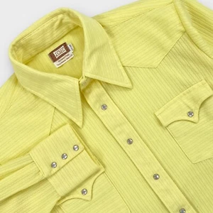 Camisa Fenton DE COLECCIÓN Para Hombres 16 1/2 - 34 Amarilla Texturizada Perla Occidental A Presión Hecha en EE. UU. - Imagen 1 de 9