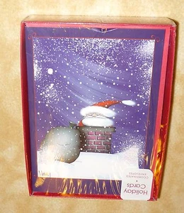 NEW 16 holiday cards glitter grumpy santa envelopes included - Picture 1 of 2