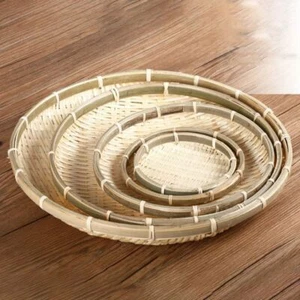 18CM Woven Bamboo Tray Flat Bamboo Storage Tray Food Storage - Picture 1 of 9