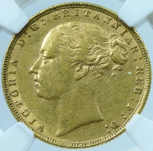 1872 GREAT BRITAIN Antique UK Queen Victoria OLD Gold Sovereign Coin NGC i121427 - Picture 1 of 4
