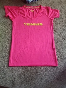 HEAD Women's Short Sleeve Workout Scoop Neck T-Shirt graphic hot pink Sz Medium - Picture 1 of 9