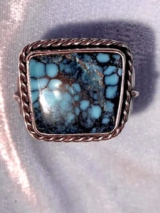Classic Southwestern Spiderweb Turquoise Ring, Sterling, size 8 - Picture 1 of 4