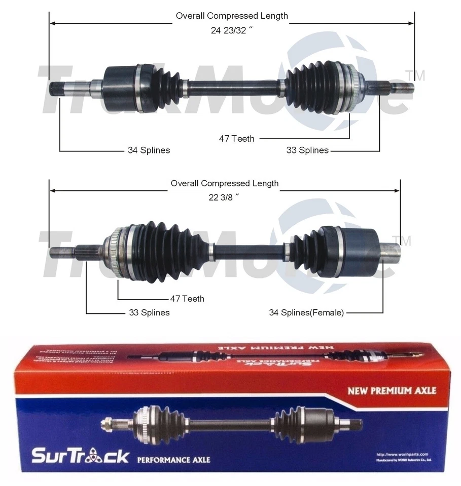 For Saturn SC1 SC2 SL SL1 FWD 1994-02 Pair of Front CV Axle Shafts SurTrack Set - Image 1 of 1