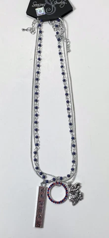 Kansas Jayhawks KU Basketball Three Stranded Necklace Pendant Seasons Jewelry Cover