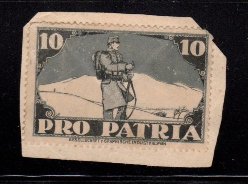 Austrian Pre WW1 Pro Patria Propaganda Stamp, perforated & on Paper - Image 1 of 1