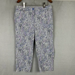 Talbots Pants Womens Size 10p Multicolor Paisley Crop Stretch Pockets Zip - Picture 1 of 10