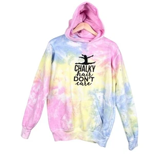 Gymnastics Tie-Dye Thick Cotton Hoodie CHALKY HAIR DON’T CARE L 14-16 - Picture 1 of 9