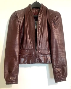 Berman’s Women’s Vintage Burgundy Genuine Leather Jacket - Size 10 - Picture 1 of 7