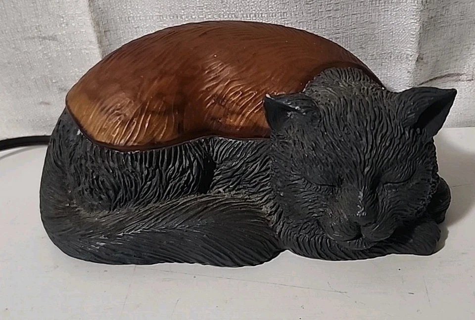 Lámpara de escritorio Cheyenne Playful Cat vidrio ámbar iluminar vientre 6,5" estado de ánimo luz nocturna Foto 1 de 4