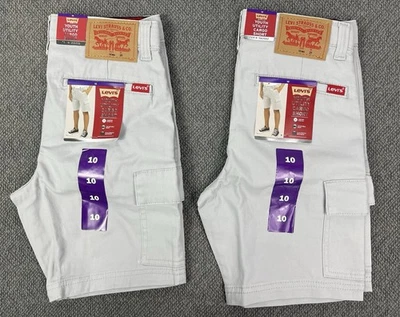 Levi's Youth Lot of 2 Gray Cargo Shorts (2) Identical Pairs Boy's Size 10 NWT - Image 1 of 4