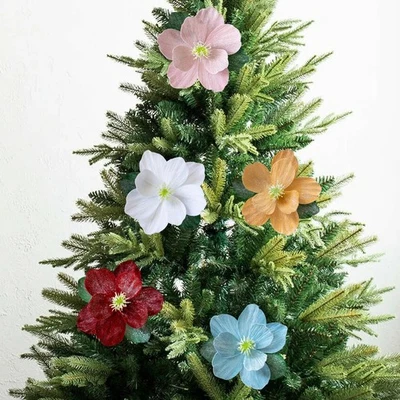 Gefaltete Glitzer Magnolie Blumen künstlich für festliche und alltägliche Dek - Bild 1 von 4