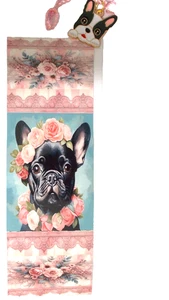FRENCHBULL DOG WITH CHARM ON TASSEL-BIRDS, CATS,DOGS,FLOWERS-UNIQUE BOOKMARKS - Picture 1 of 2
