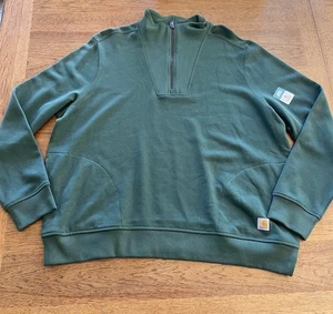 Felpa mezza zip Carhartt verde 2x relaxed fit serie fibra tencel 312 nuova con etichetta - Foto 1 di 2