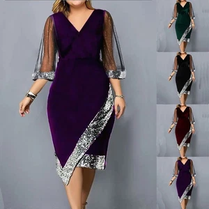 Evening Cocktail Party Ball Gown for Plus Size Women with Floral Velvet - Picture 1 of 18