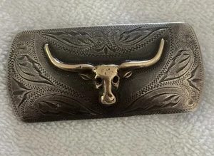 Ricardo Sterling Silver 10K Gold Longhorn Western Belt Buckle Vintage Rare 10 K - Picture 1 of 18
