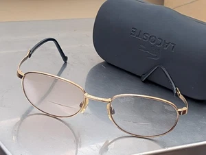 Vintage Lacoste Gold Rim Eyeglass Frames – 1101 C021 135 Made in France w/ Case - Picture 1 of 5