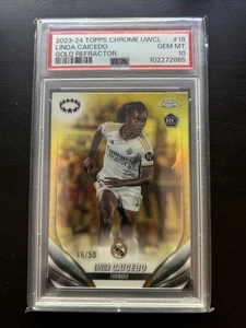 2023-24 Topps Chrome UEFA Donna LINDA CAICEDO Oro Rifrattore 46/50 Rc Psa 10 - Foto 1 di 2