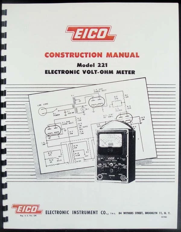 Manual de construcción del medidor electrónico de voltios-ohmios EICO 221  Foto 1 de 1