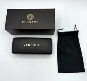 Versace Sunglasses Eyeglasses Small Leather Hard Case with Dust Bag & Box - Picture 1 of 4