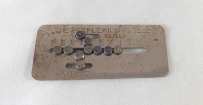 Vintage The Perplexing Puzzle Metal Pocket Travel Puzzle Spells Perplexity - Image 1 of 3