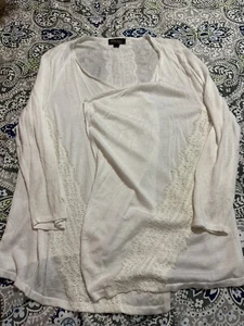 Thalia Sodi Womens Sz L White Knit Cardigan Open Front Sweater Cover Up - Picture 1 of 4