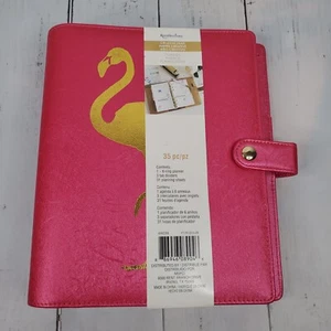 Creative Year 6 Ring Small Planner by Recollections - Hot Pink Gold Flamingo NEW - Picture 1 of 13