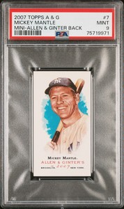 MICKEY MANTLE 2007 Allen & Ginter's #7 MINI-A&G BACK PSA 9 MINT POP 3 RARE