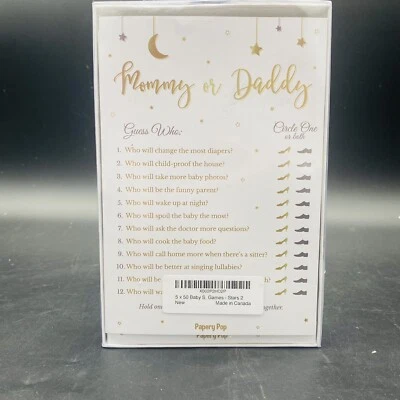 Juego de cartas temáticas de estrellas de juegos de baby shower de género neutro 5 juegos 250 cartas doradas Foto 1 de 4