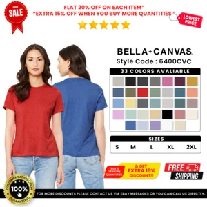 Bella + Canvas 6400CVC Women's Relaxed Heather CVC Comfortable T-Shirt - Picture 1 of 219