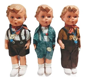 Muñecas de niño alemanas de vinilo Hummel Goebel coleccionables de 11 pulgadas, sin zapatos, juego de tres - Imagen 1 de 3