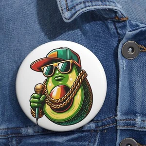 Custom Pin Button Badge Avocado Rapper Pop Art Hip Hop Funny Food Gift Music - Picture 1 of 3