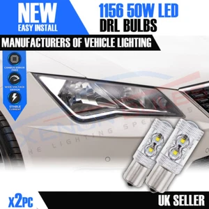 2x Seat Leon MK3 2013-2020 P21W 50W LED 1156 382 BA15s DRL BULBS DAYTIME LIGHTS - Picture 1 of 5