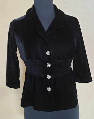 Girls Youth BCX GIRL Black Velvet 3/4 Sleeve Elastic Waist Jacket Size XL - Image 1 of 4