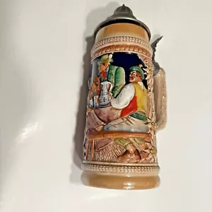 "Taza de piedra de cerveza alemana vintage 9,5" original GERZ ""Froh Beim Bier Das Lieben Wir" - Imagen 1 de 10