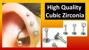 Piercing de 3 piezas de anillo labial Tragus de oreja de cartílago hélice de cartílago de Monroe de zirconia cúbica - Imagen 1 de 4