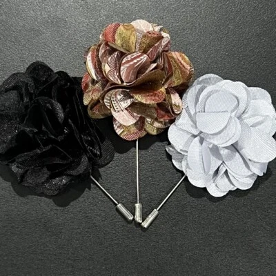 3 Pieces Lapel Pin Set Men Suit Fabric Brooches - Image 1 of 4