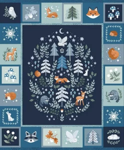 Panel de tela con estampado de 2 caras doble exuberante terciopelo azul marino TWILIGHT CREATURES 30"x35" - Imagen 1 de 4