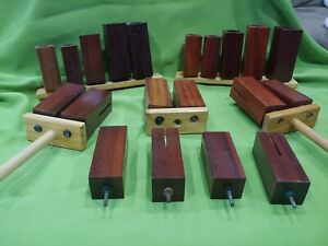20 Vintage Wooden Percussion Blocks, Mountable Claves