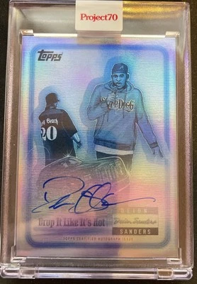 Tarjeta Topps Project 70 Deion Sanders Auto 8/10 Arte por Snoop Dogg #463-A Foto 1 de 3