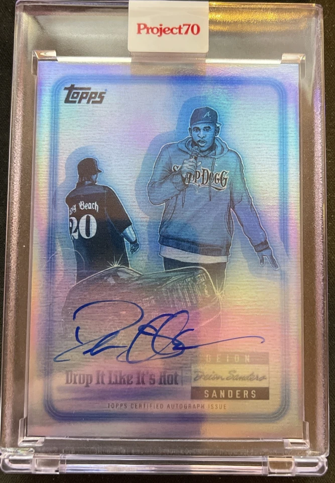 Tarjeta Topps Project 70 Deion Sanders Auto 8/10 Arte por Snoop Dogg #463-A Foto 1 de 3