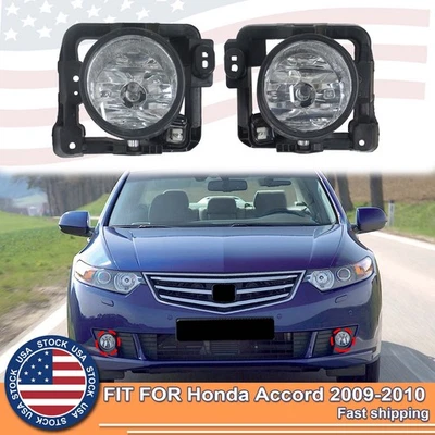 For 2009-2010 Honda Accord Clear Front Bumper Fog Lights Lamp Left+Right Pair - Изображение 1 из 4