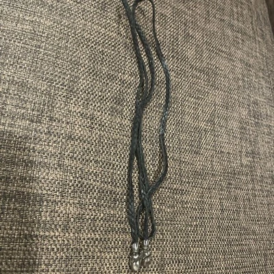 Collar Cromo Corazones Cuero Trenzado Labio y Lengua Negro Plata 17.55g Foto 1 de 2