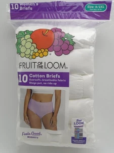 10 Paar Damen weiß Größe 9 Höschen Slips Unterwäsche 100 % Baumwolle Fruit of the Loom - Bild 1 von 2