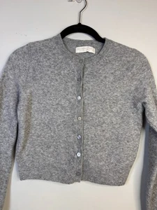 Cárdigan corto Abercrombie & Fitch suéter para mujer pequeño gris mezcla de lana merino - Imagen 1 de 9